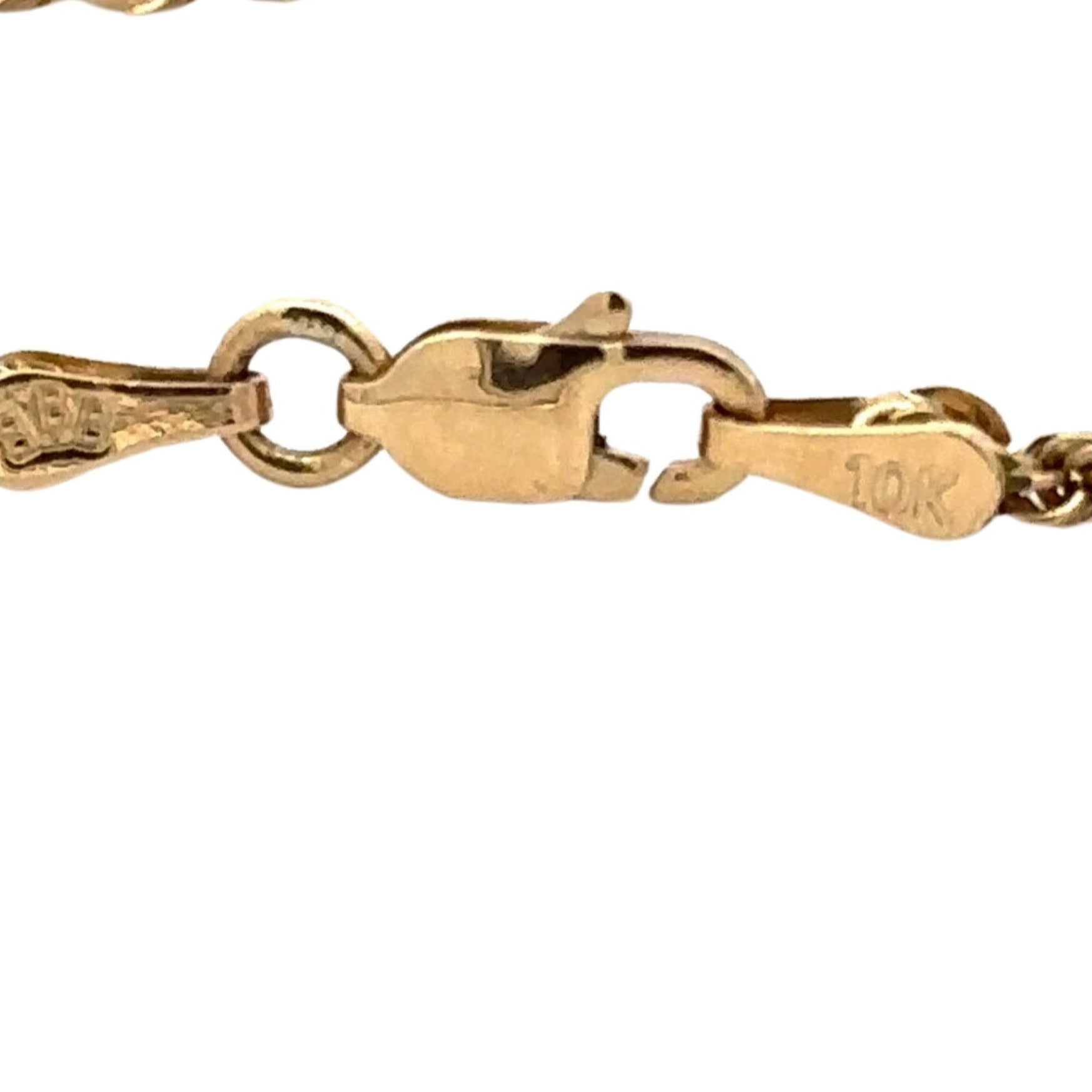 10K yellow gold lobster clasp with scratches on clasp
