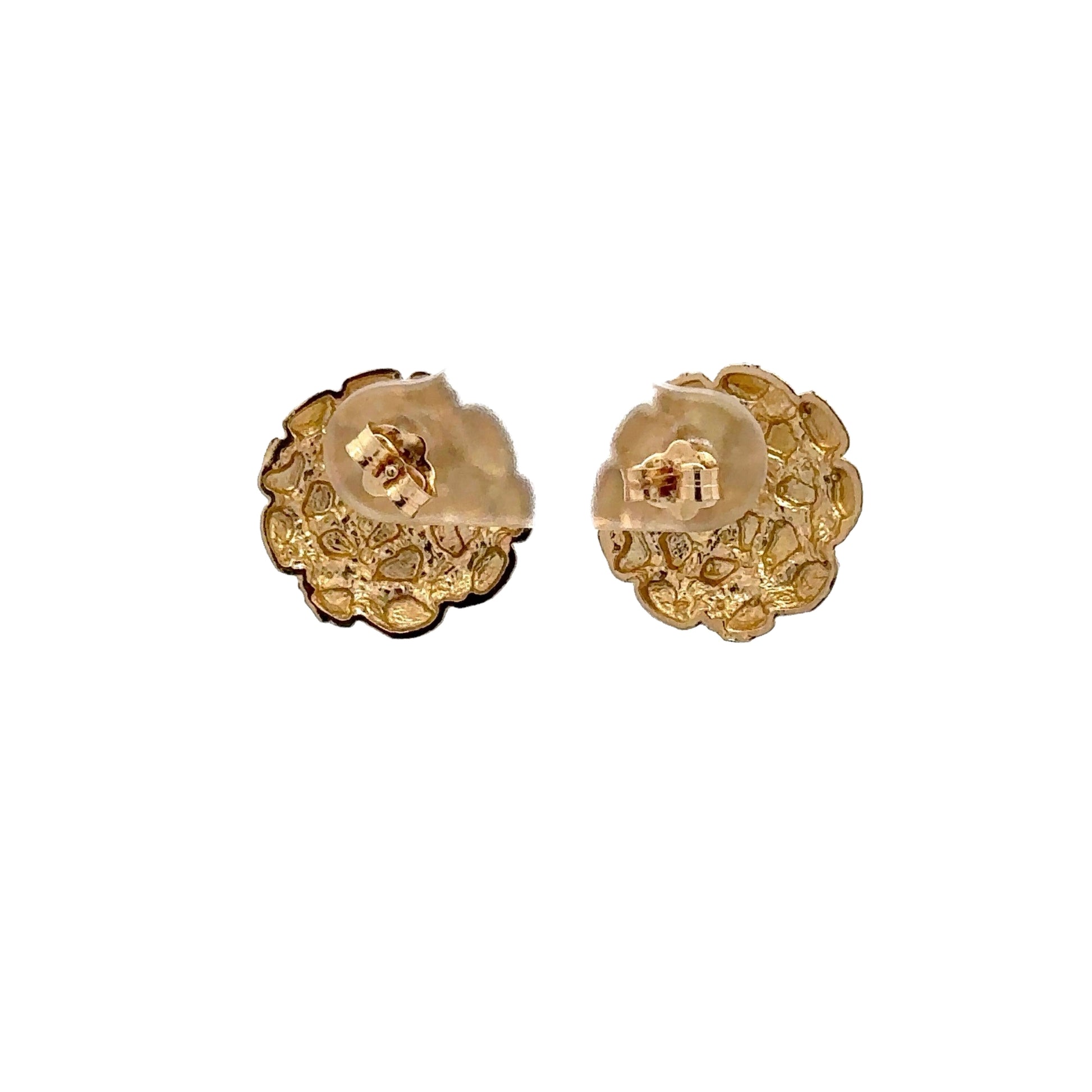Back of yellow gold nugget earrings with pushback closure
