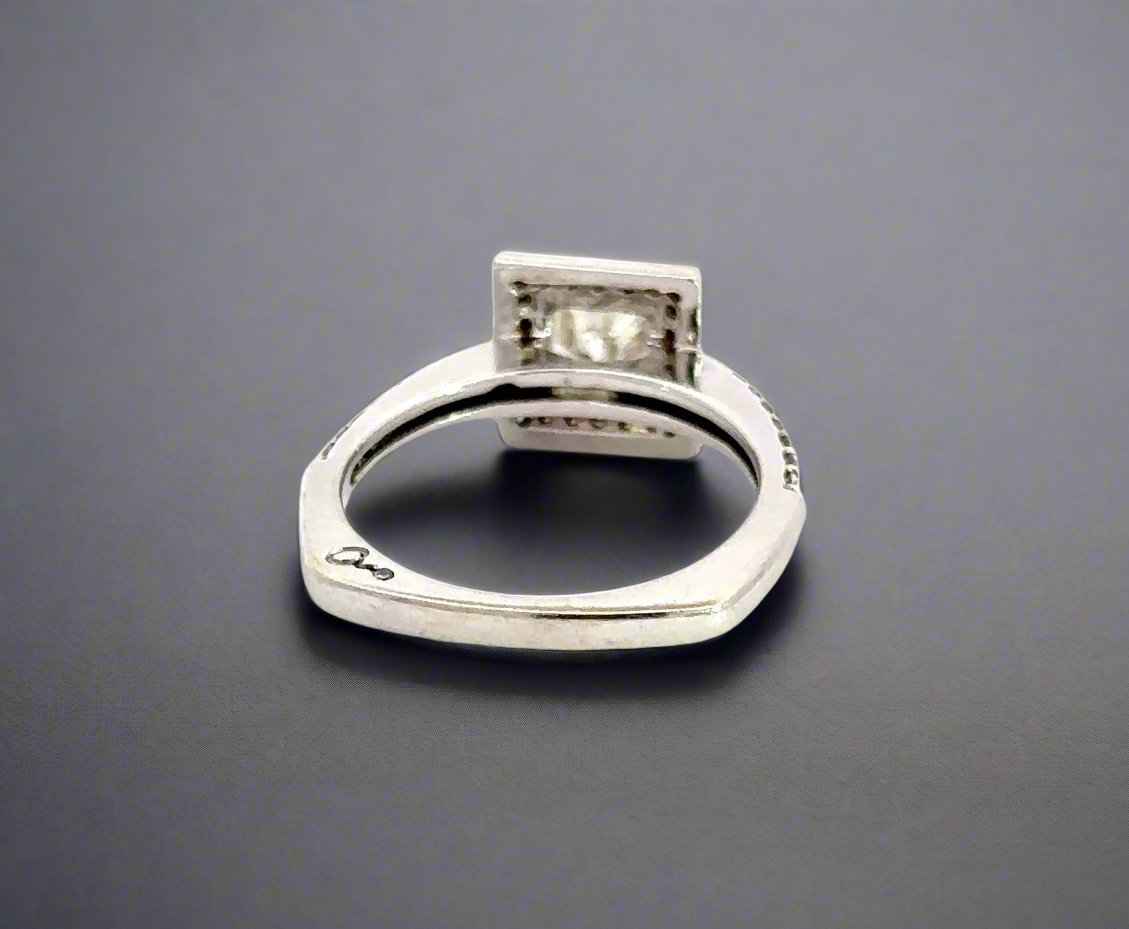 Bottom of white gold ring with scratches on gold