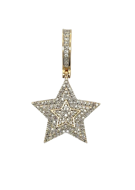 Front of diamond star pendant with diamonds on the bail and the star