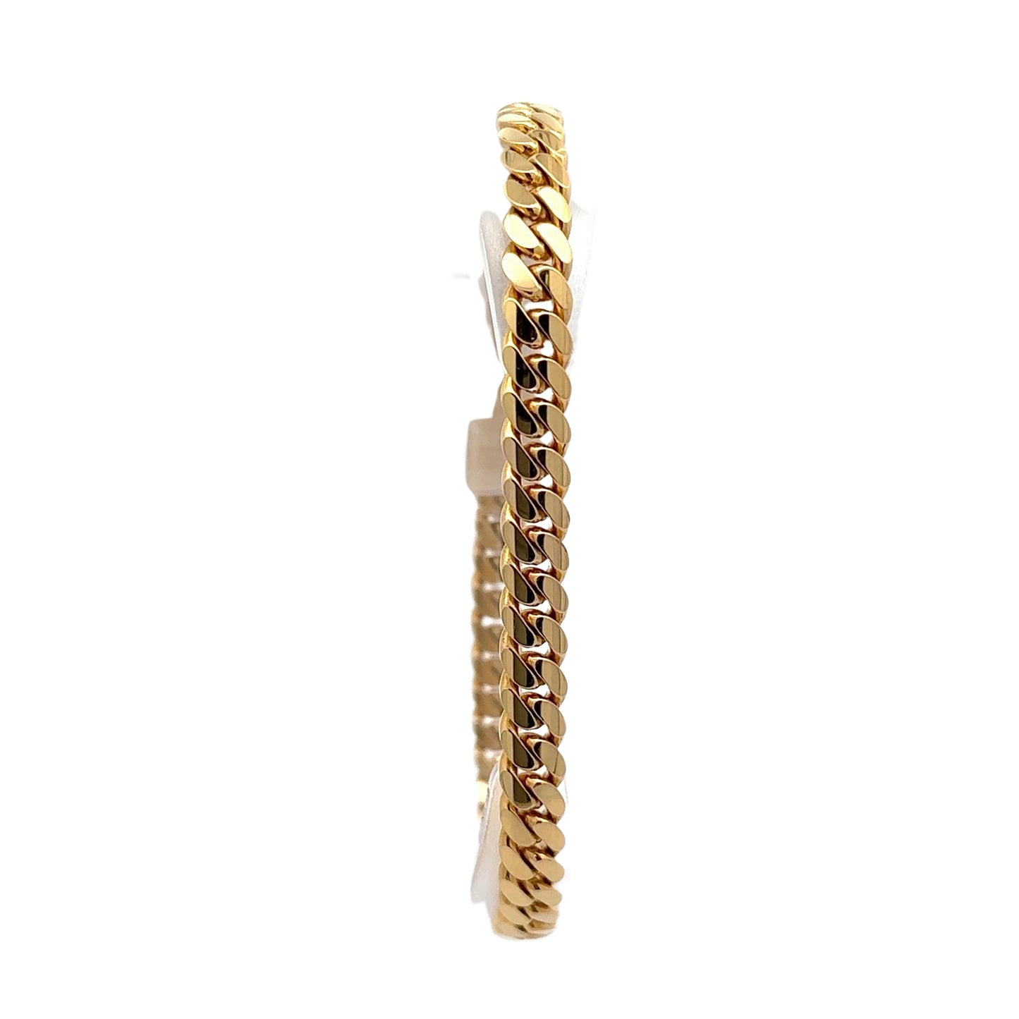 Front of Miami cuban link bracelet in yellow gold