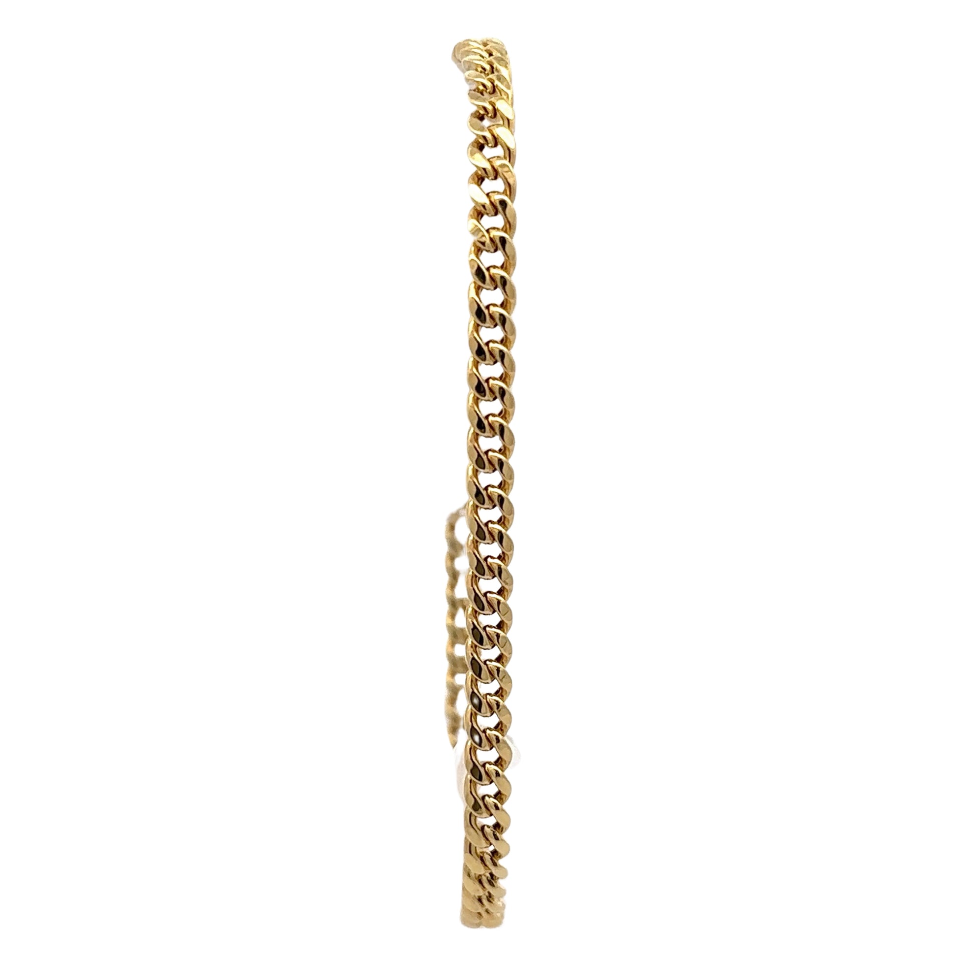 Front of yellow gold curb link bracelet
