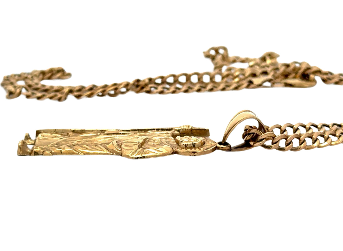 side view of yellow gold saint jude pendant