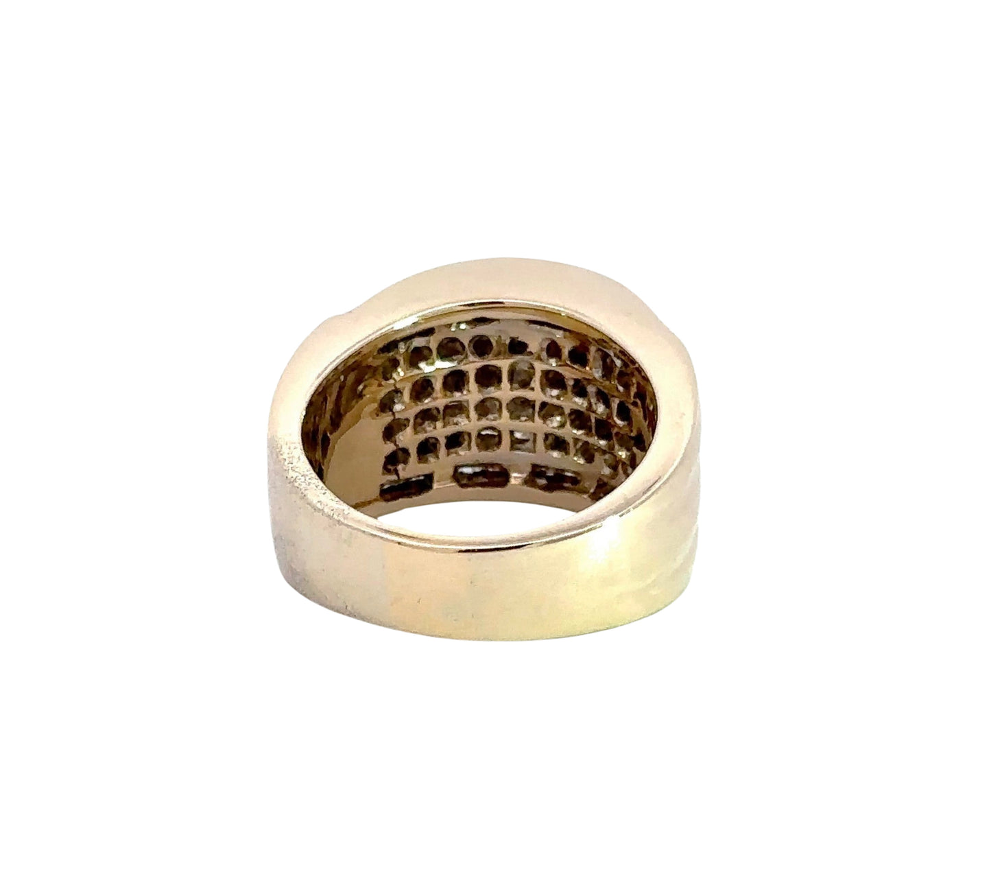 back of white gold ring with scratches on gold