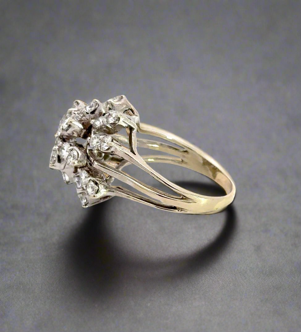 side of white gold cluster ring