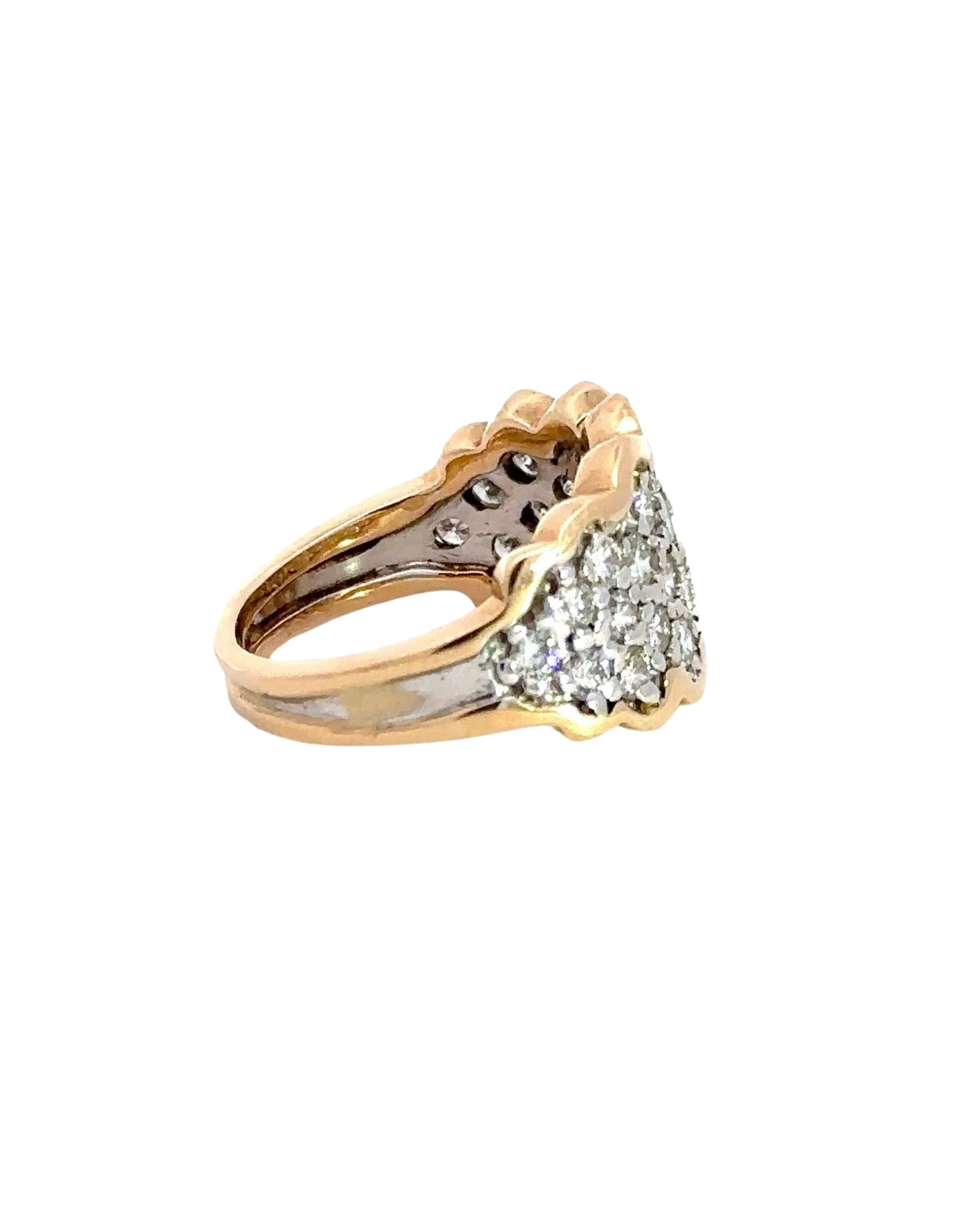 side of yellow and white gold ring 