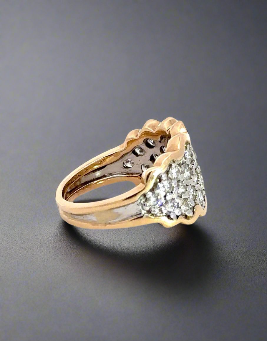 side of yellow and white gold ring