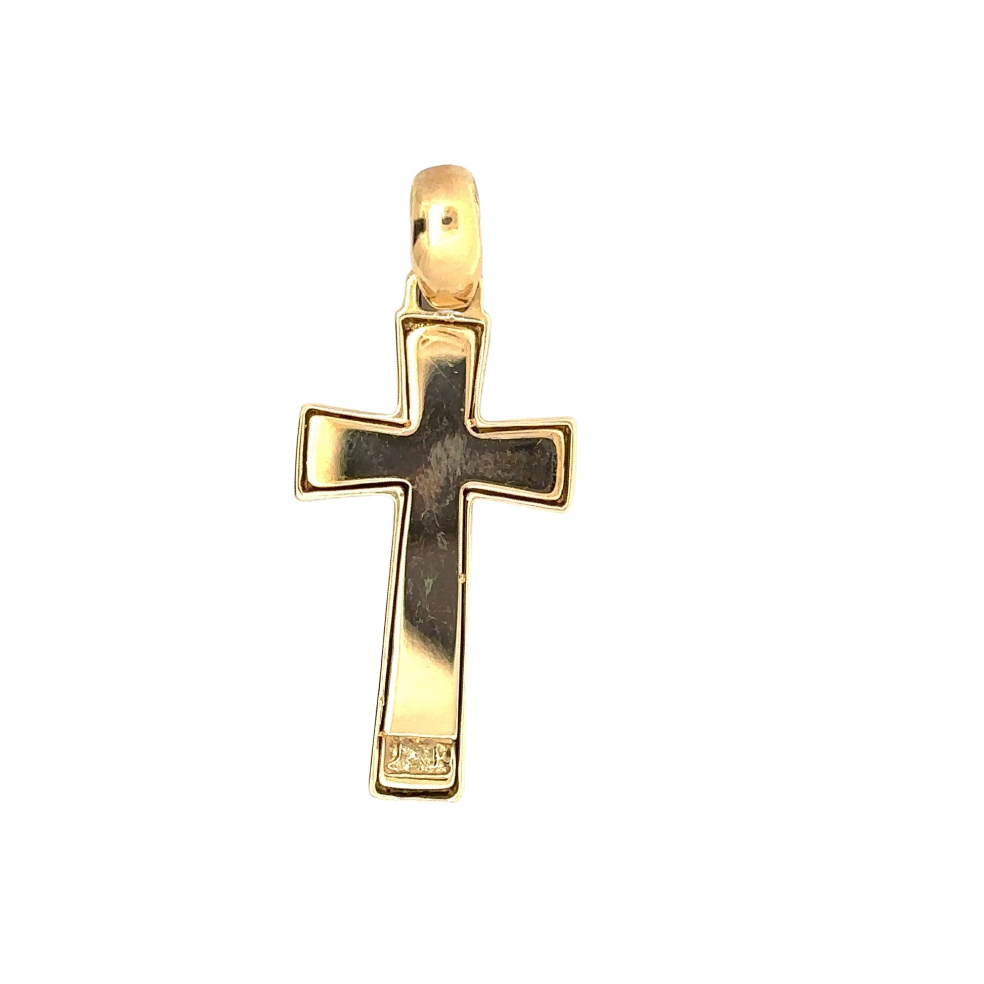 Back of yellow gold cross with scratches