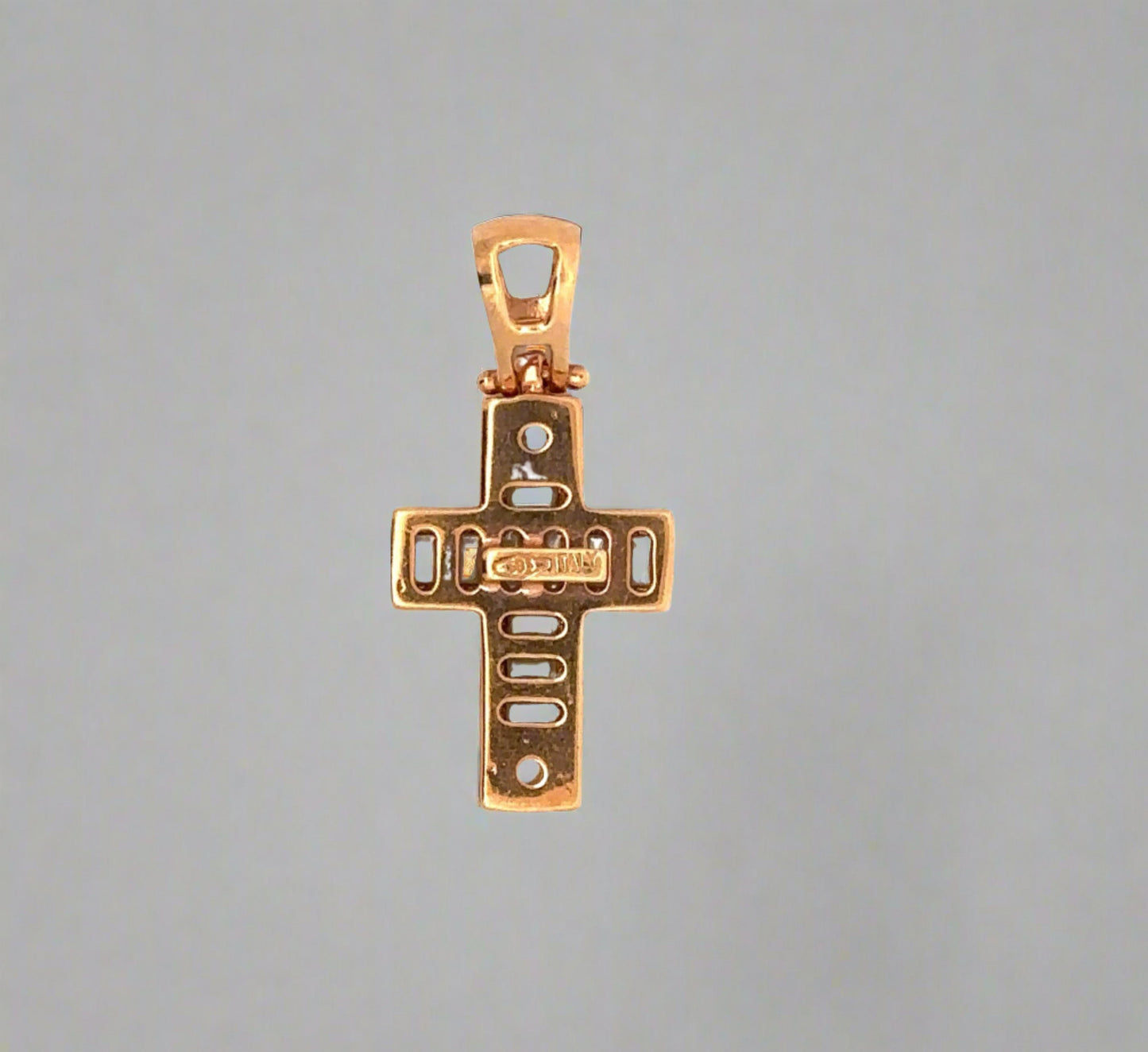 Back of rose gold pendant with 14K Stamp