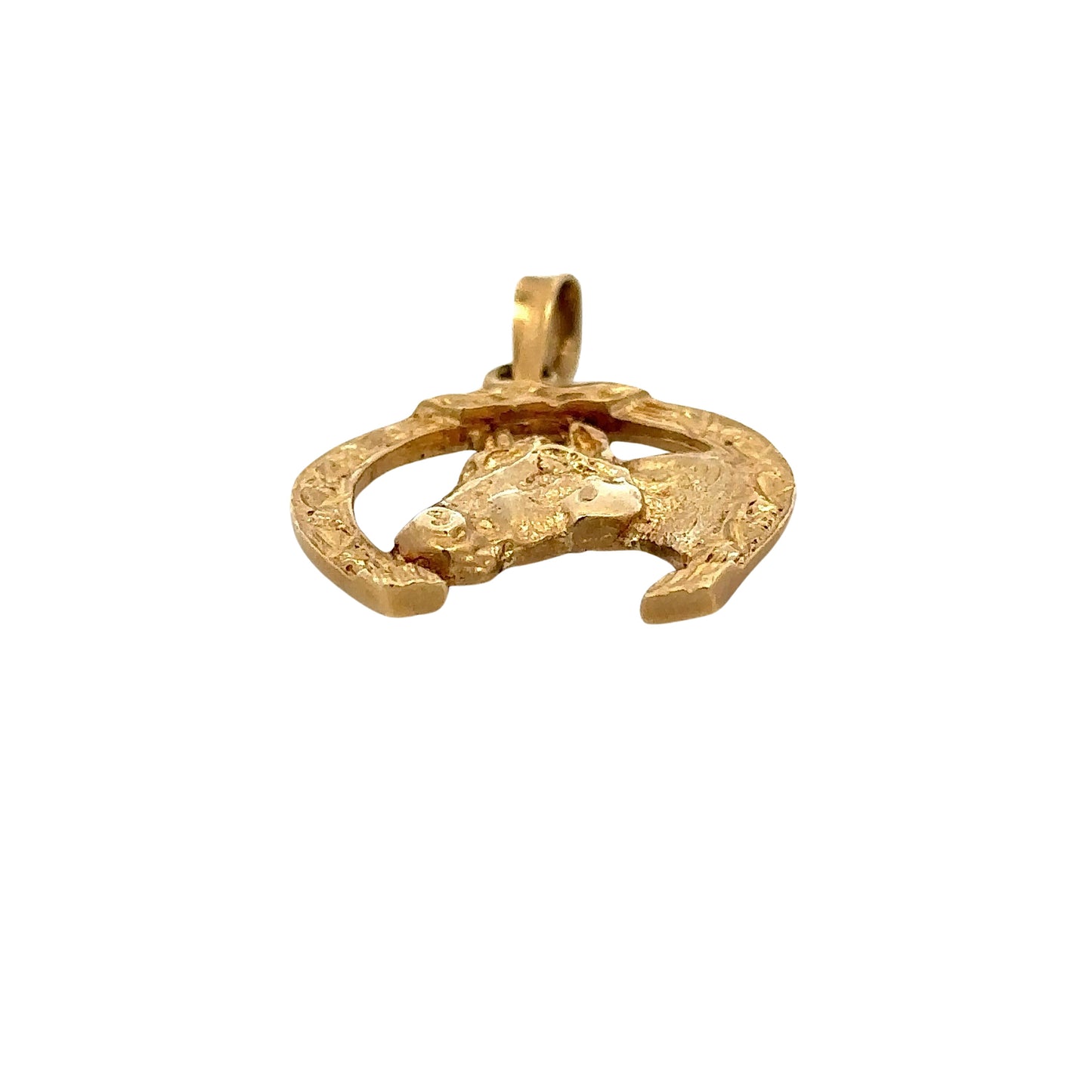 Bottom of horse shoe pendant in yellow gold
