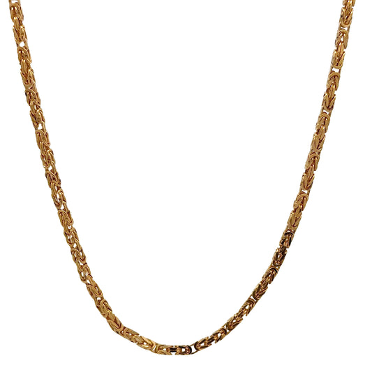 hanging yellow gold byzantine chain