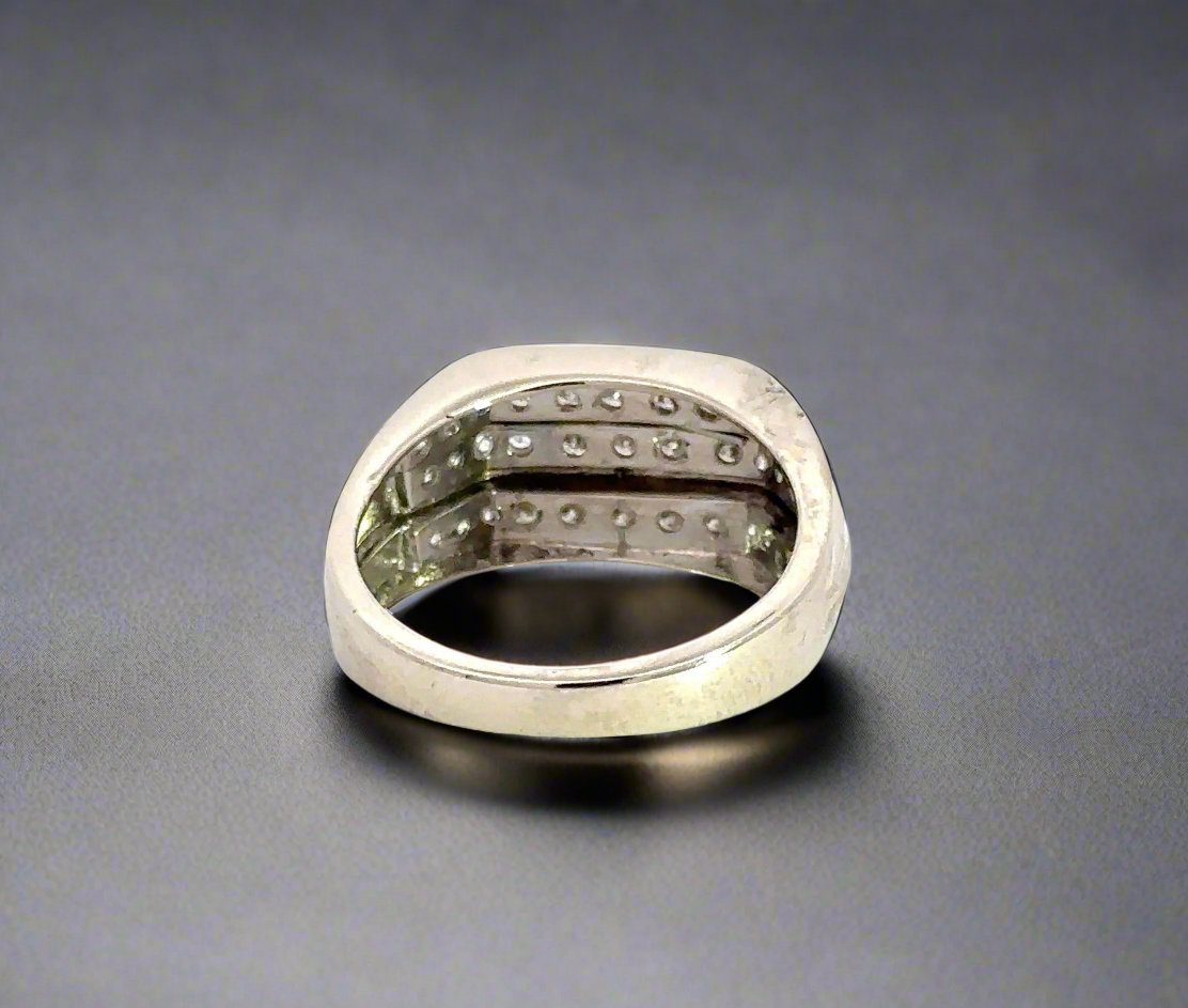 back of white gold ring with scratches
