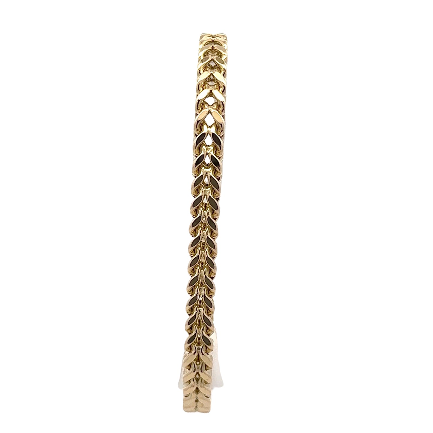 Front of yellow gold square franco bracelet