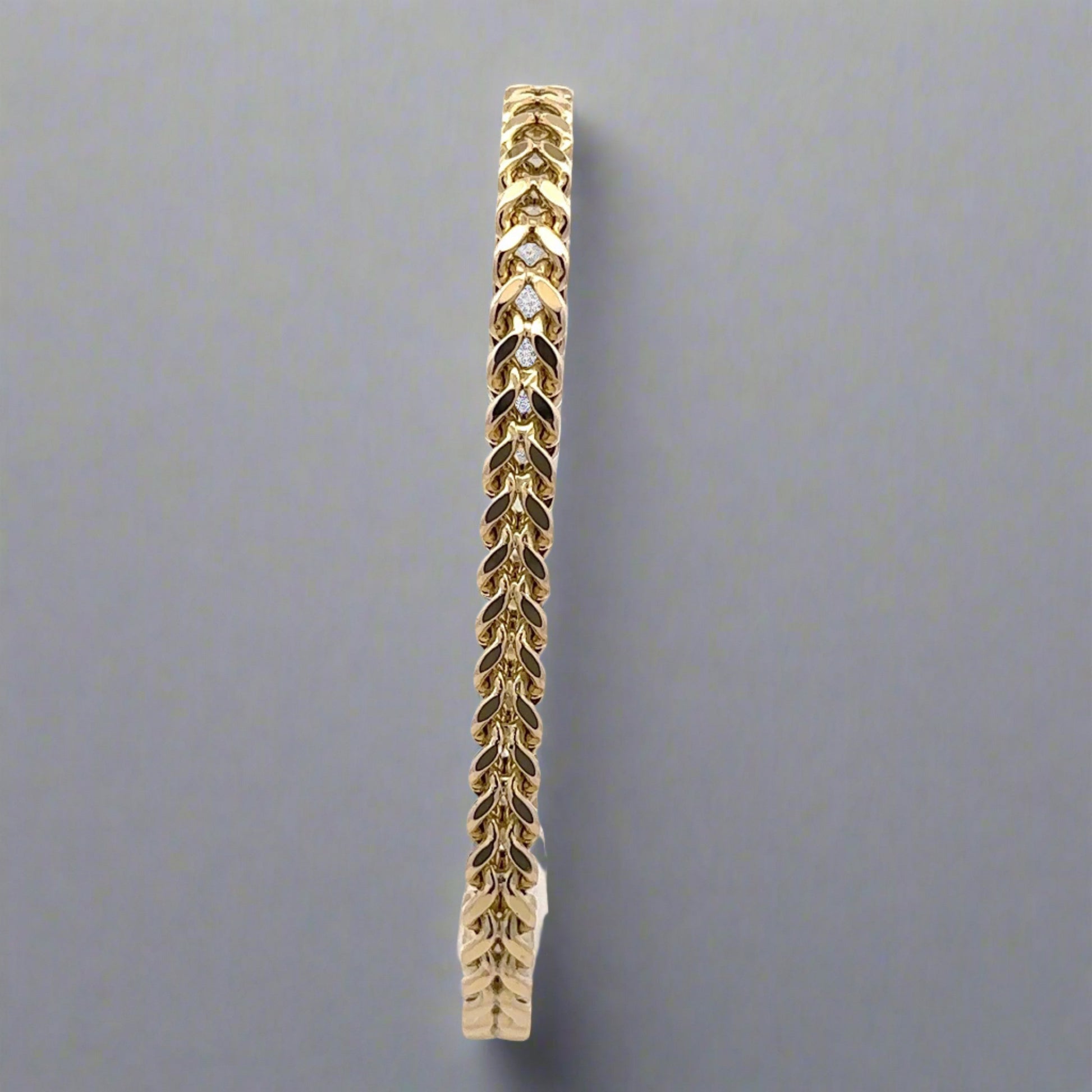 Front of yellow gold square franco bracelet