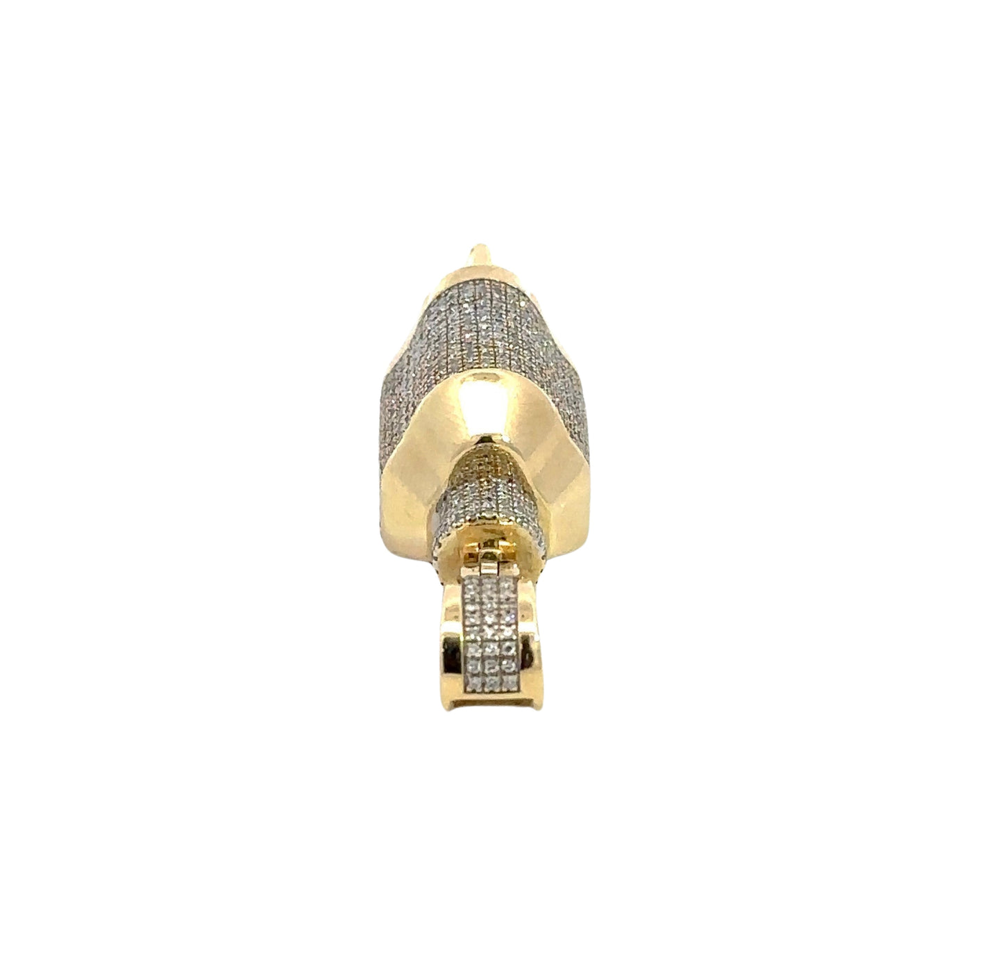 Top of yellow gold plug pendant with diamonds