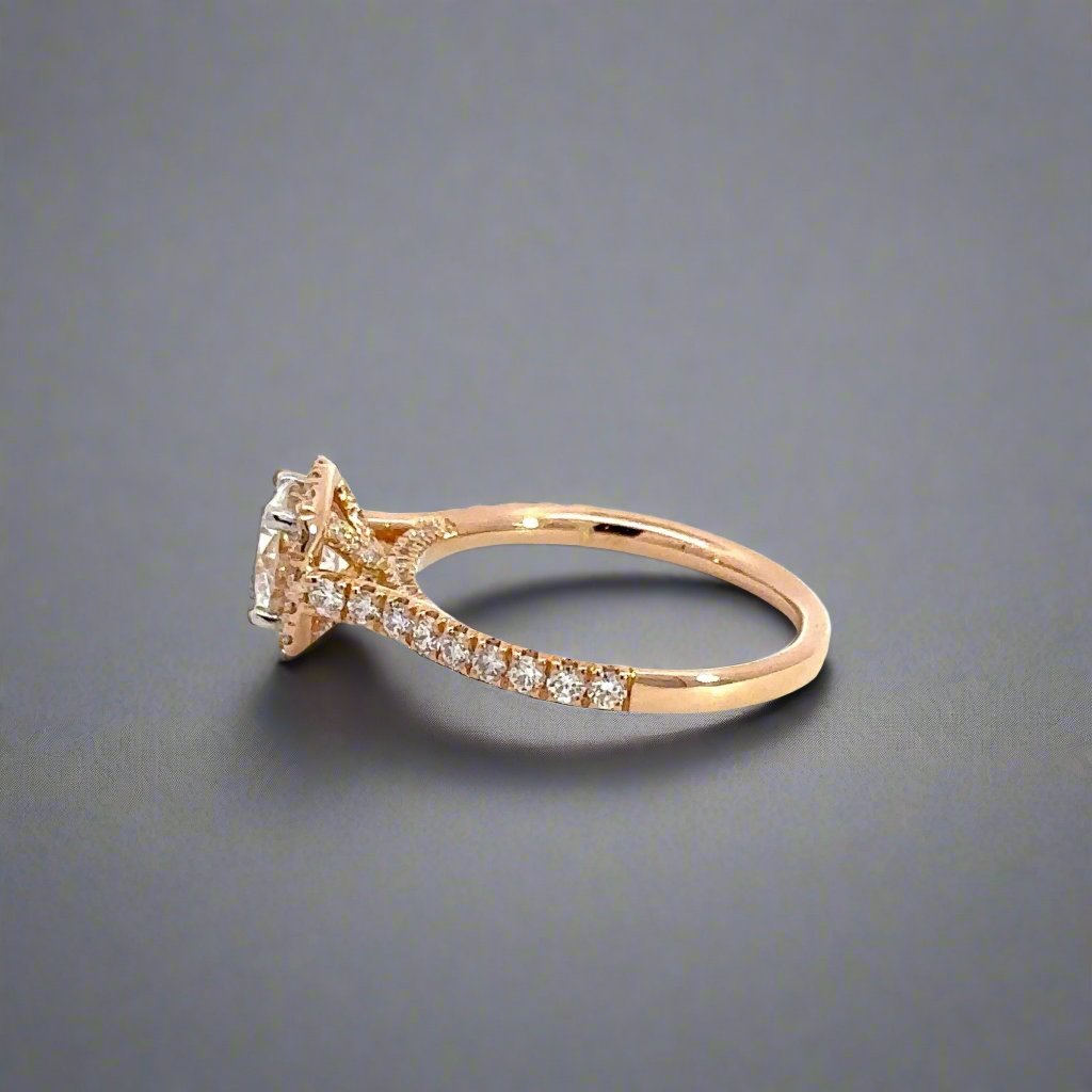 Side of ring with 9 small diamonds on band