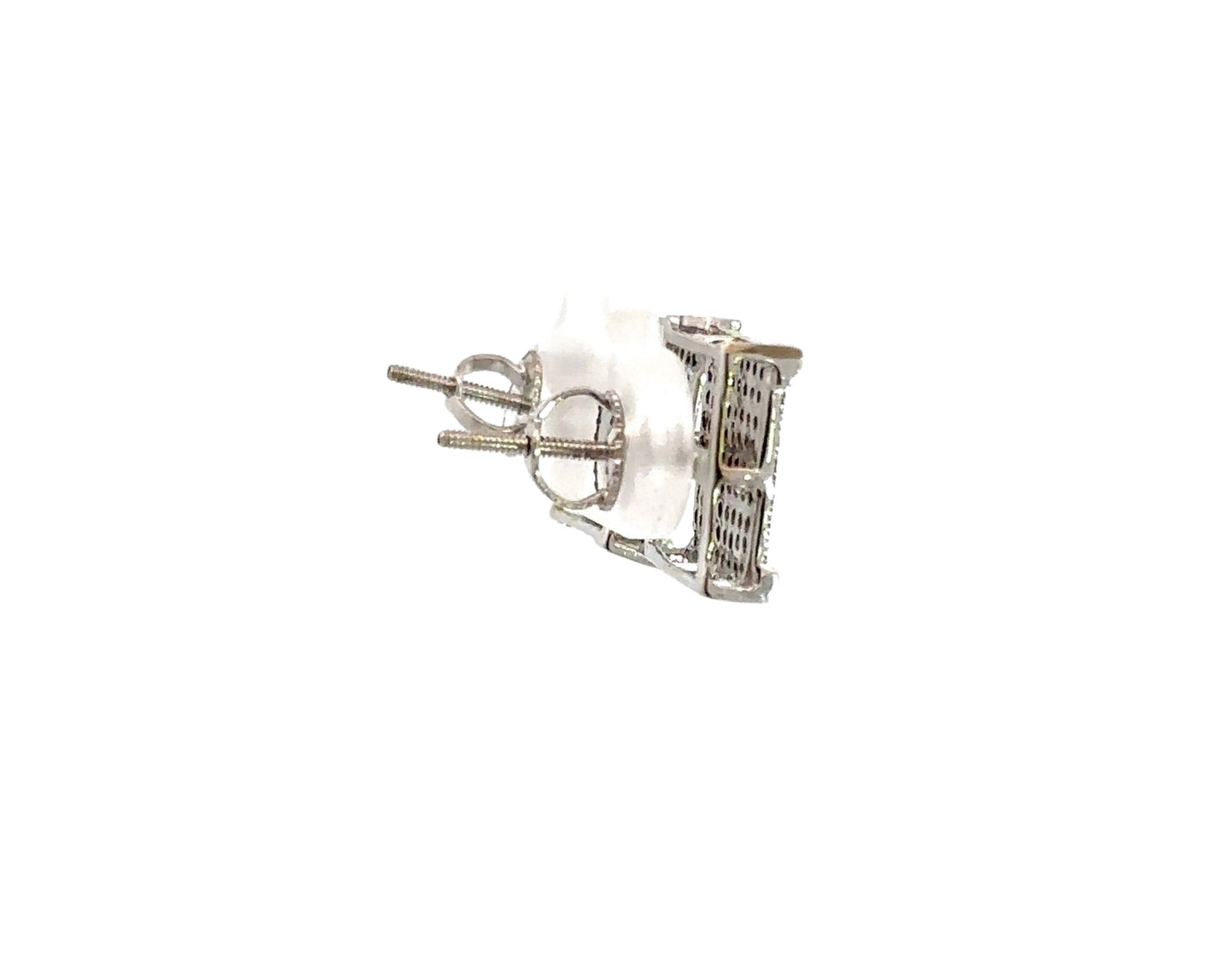 Side of white gold earrings with screwbacks