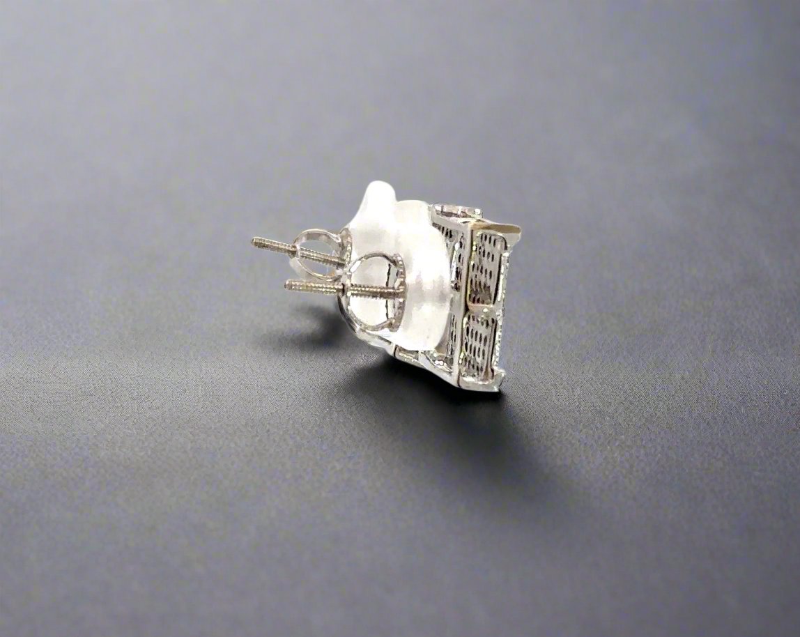 Side of white gold earrings with screwbacks