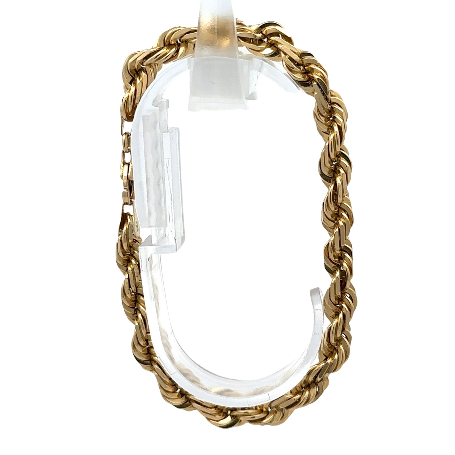 Side of yellow gold rope bracelet