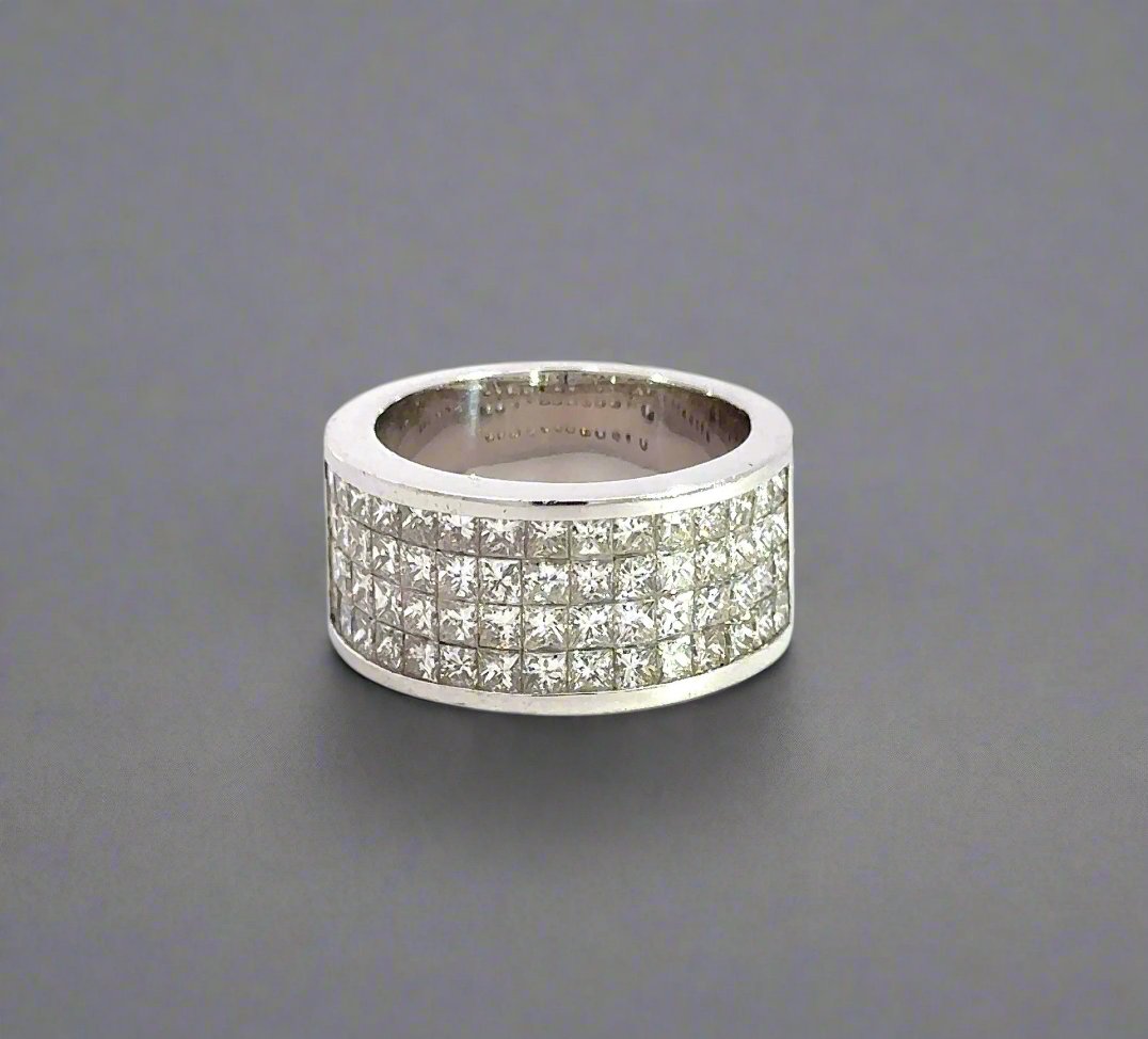 Front of princess-cut diamond band ring
