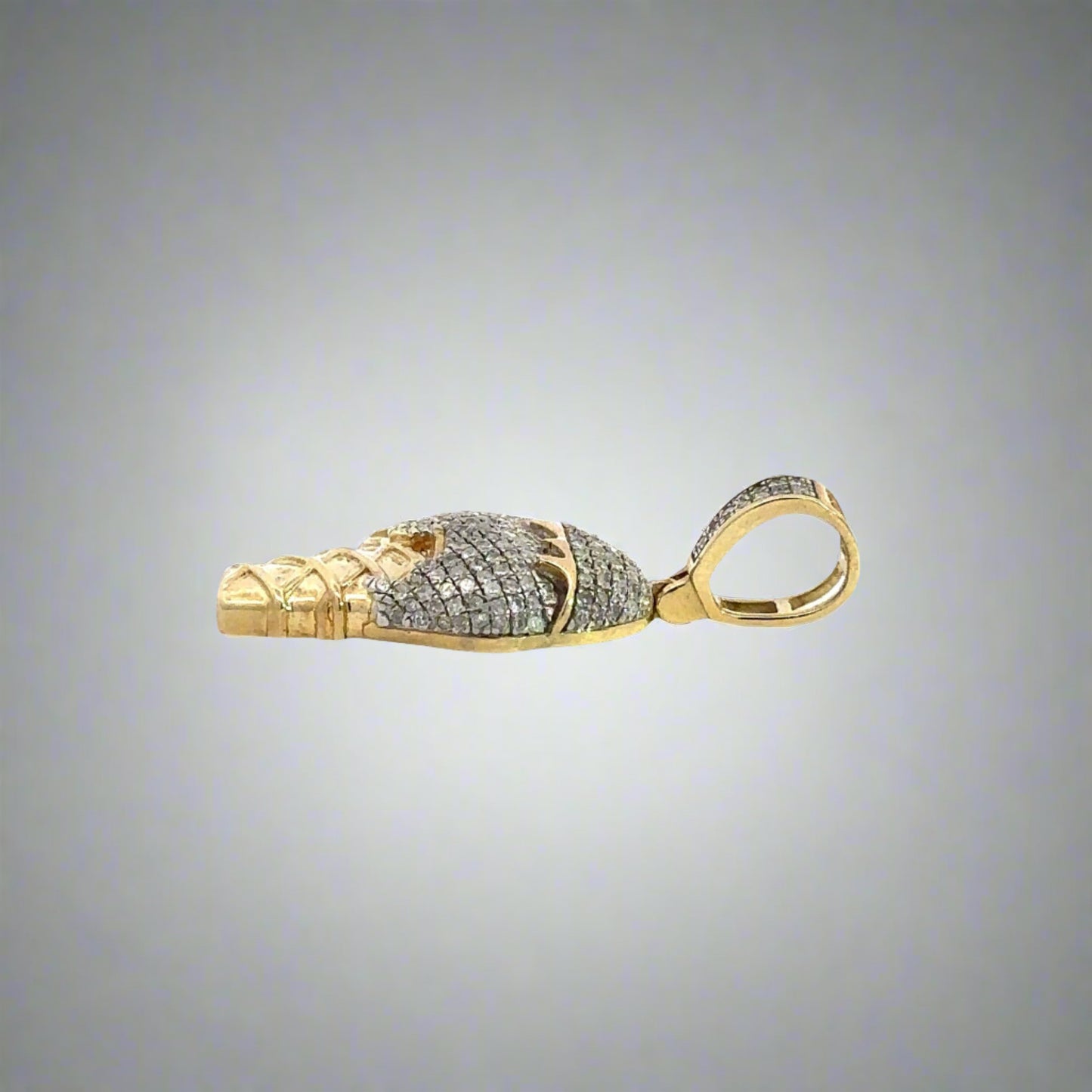 side of yellow gold ice cream cone pendant