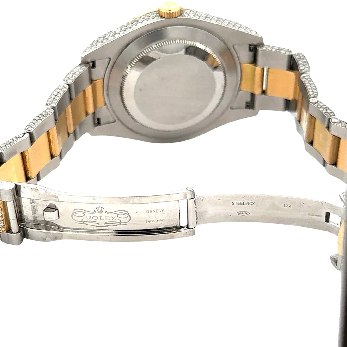 Back of Rolex clasp with Rolex logo and steelknox