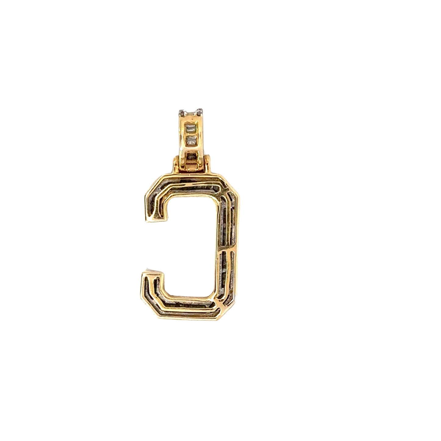 back of yellow gold c pendant