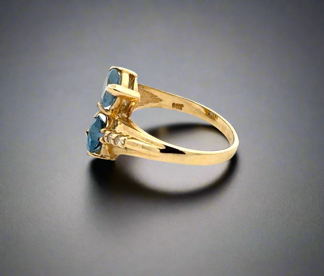 side of yellow gold ring with 14K stamp inside band