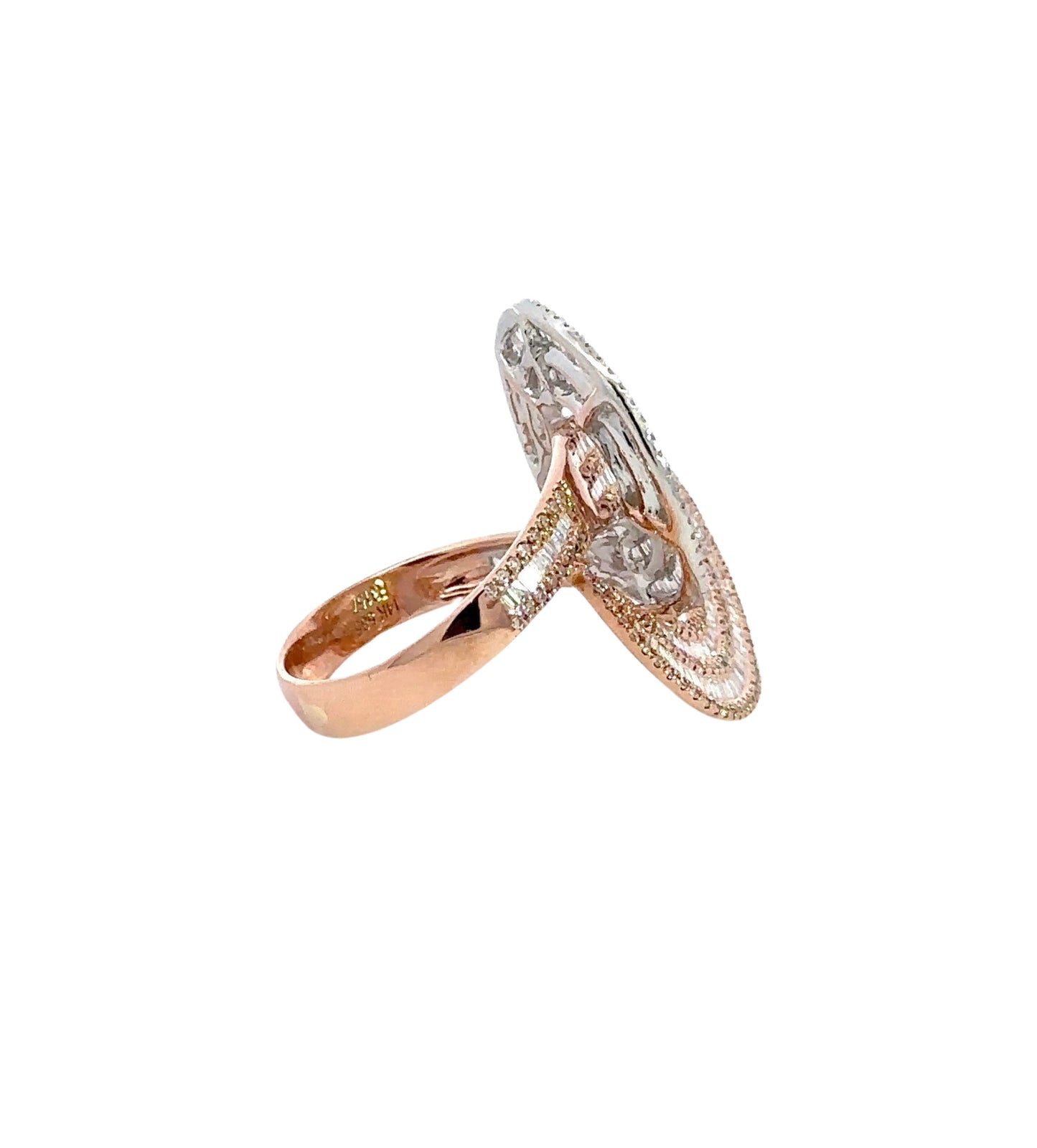 Side of ring with rose gold band