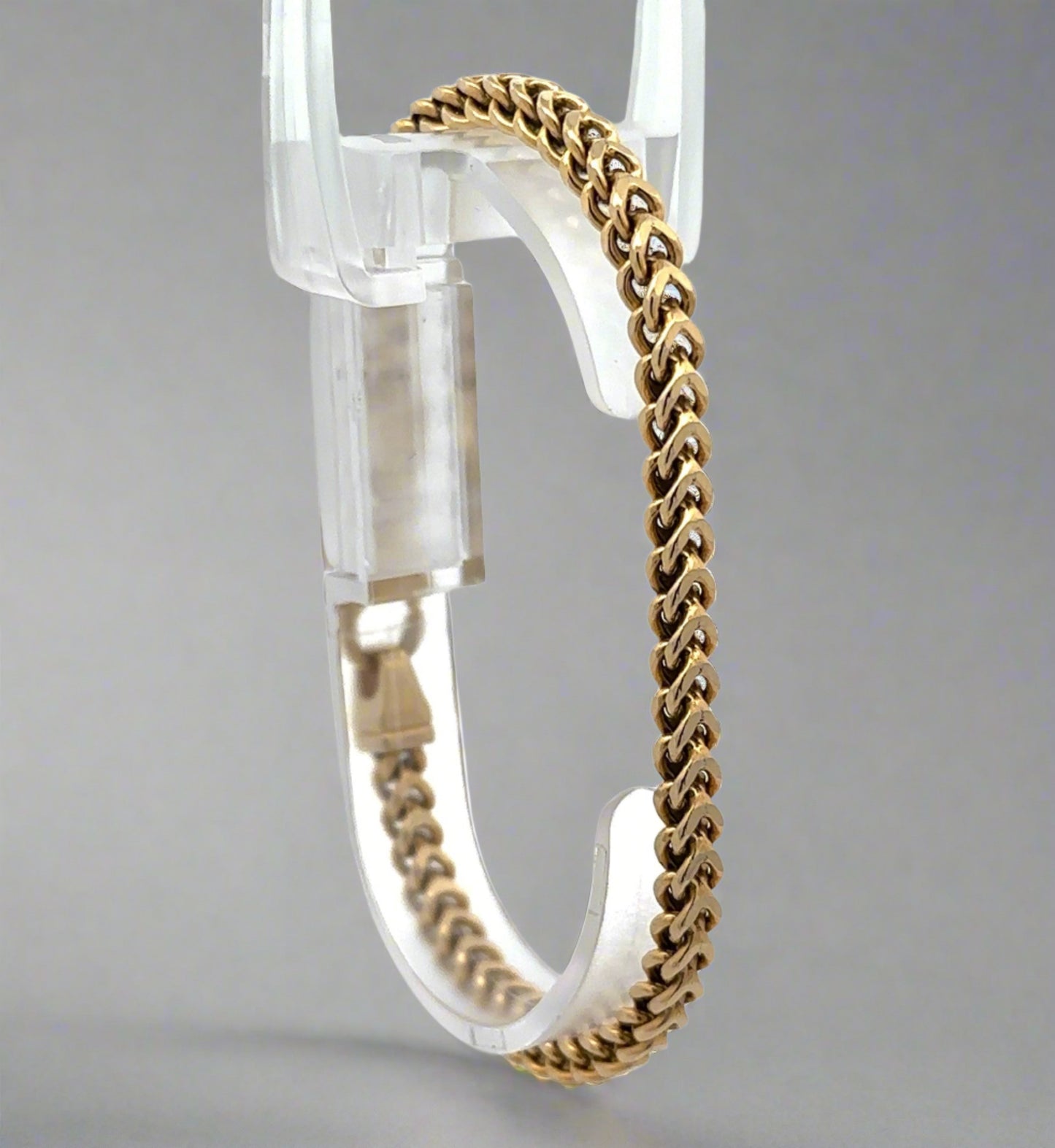 Diagonal view of square franco bracelet