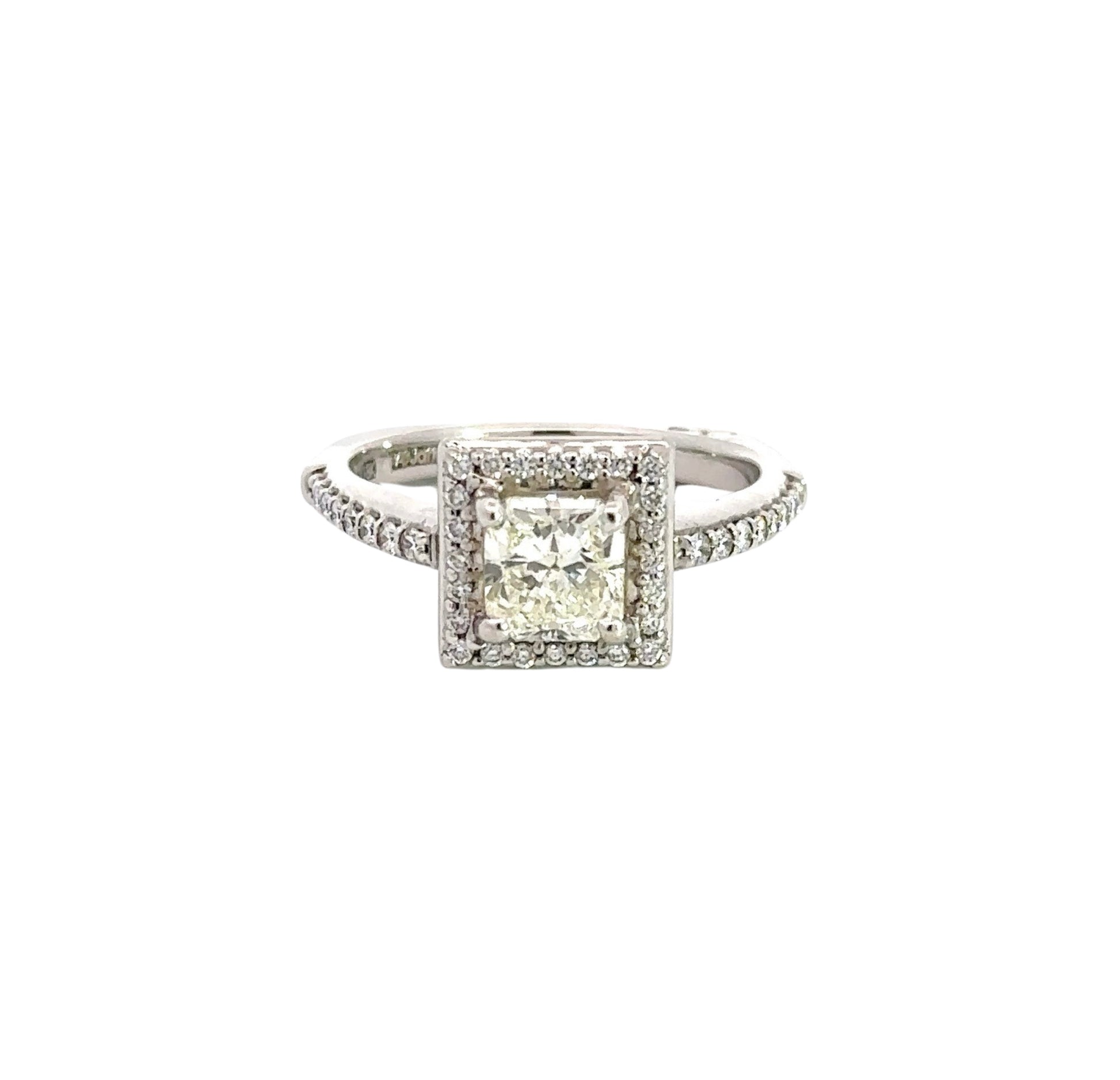 Front of princess-cut diamond ring