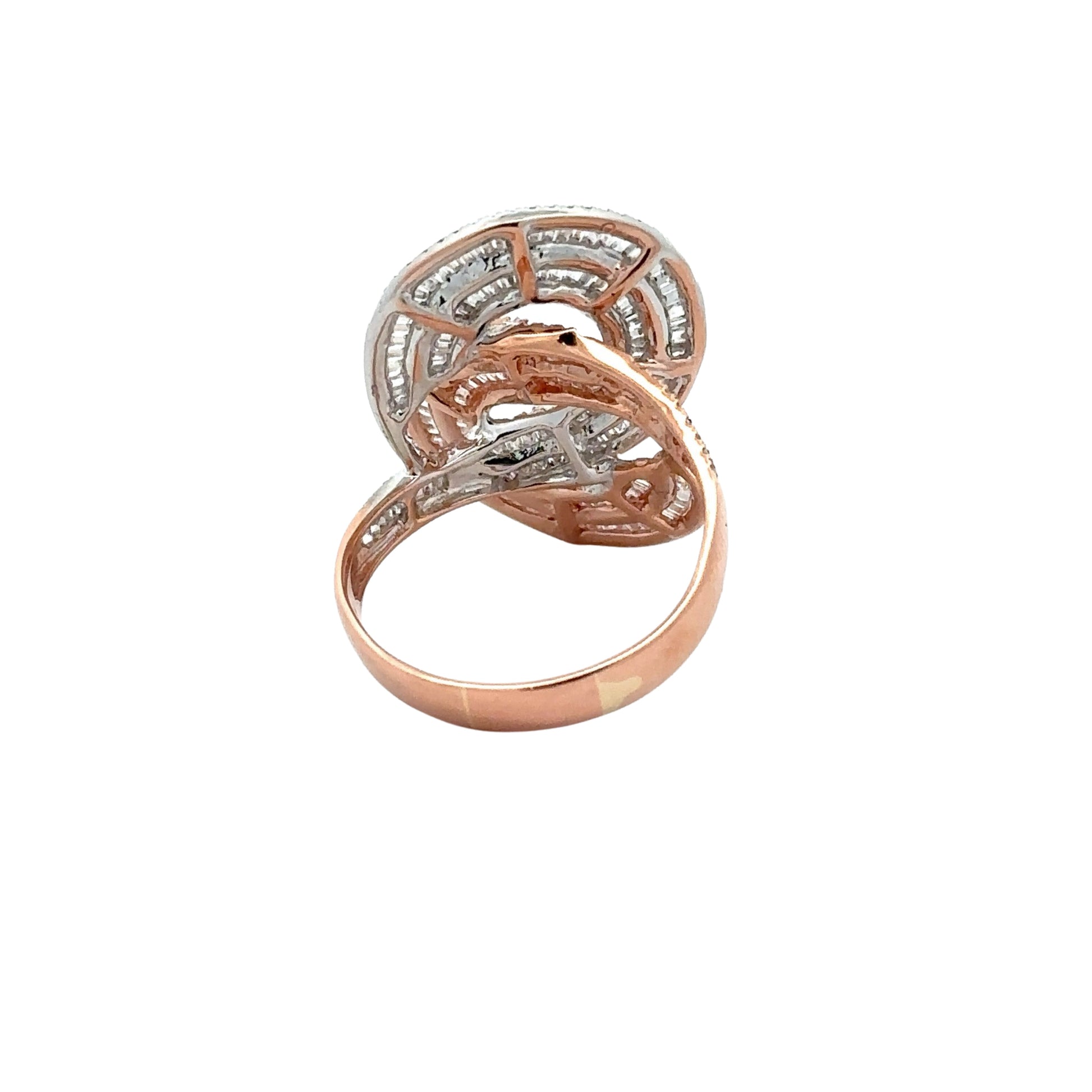 Bottom of ring with rose gold band. There are 2 marks on bottom of ring (as pictured)