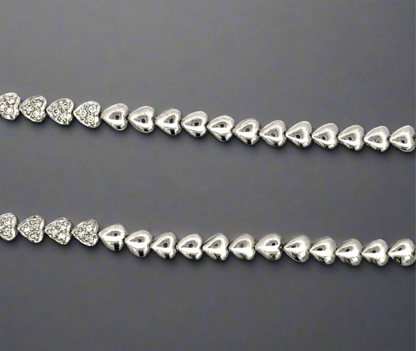 Diamond hearts + white gold hearts on chain
