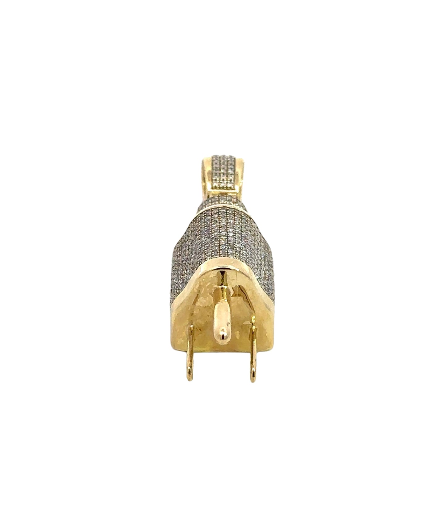 Bottom of yellow gold diamond plug pendant