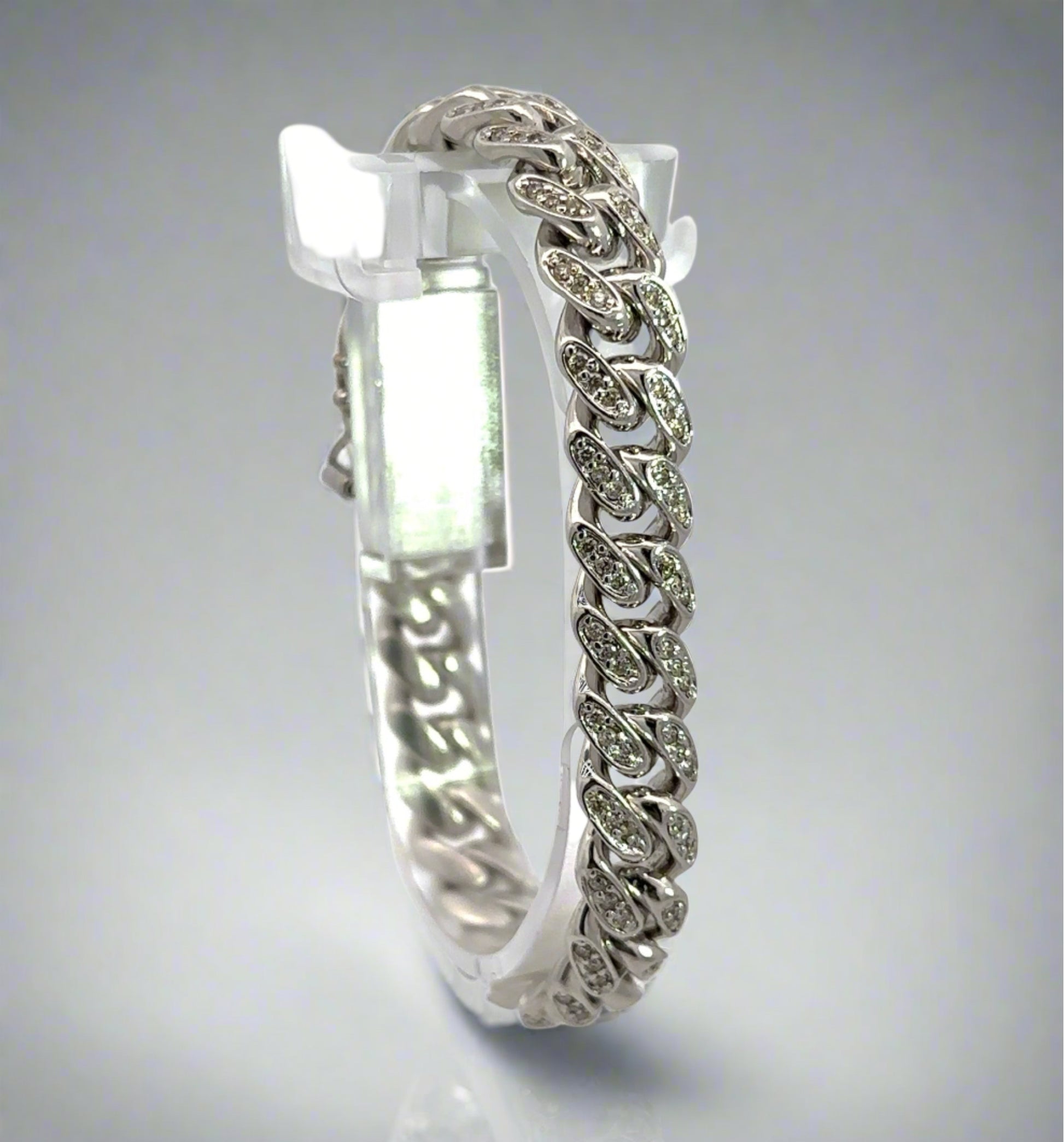 Diagonal view of diamond bracelet