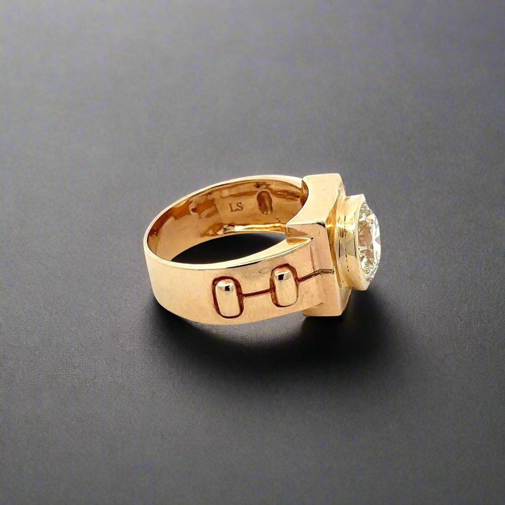 inside of yellow gold ring with LS engraving