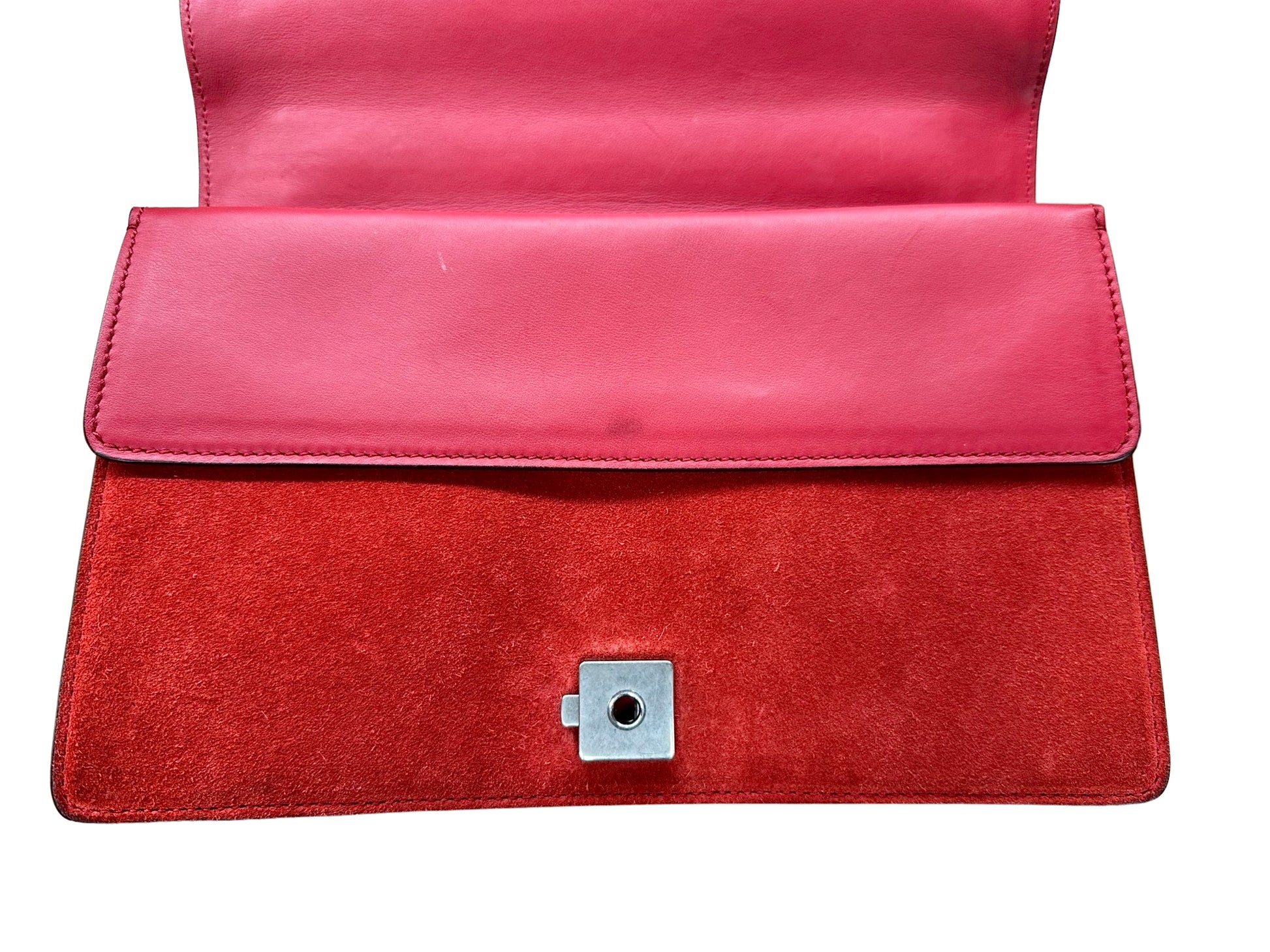 Red leather Inner flap with 2 scuff marks