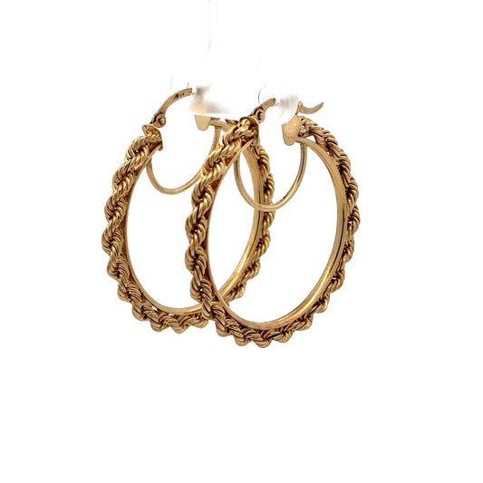 360 video of yellow gold rope style hoops