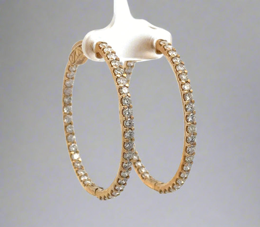 360 video of yellow gold diamond inside out hoops