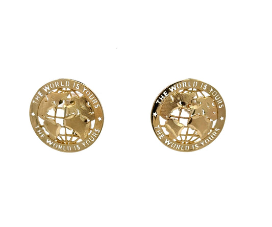 360 video of the world is yours stud earrings in yellow gold