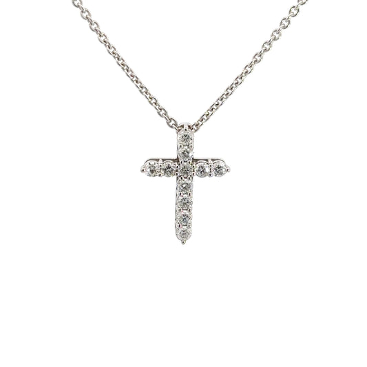360 video of white gold diamond cross necklace