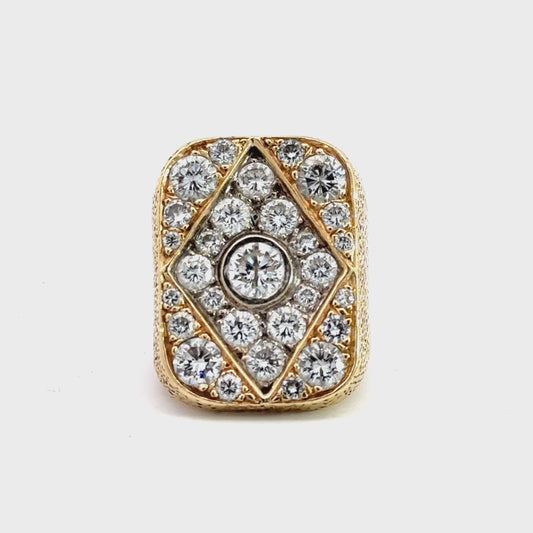 360 video of Jumbo mens diamond rectangle-shaped nugget ring with round diamonds ranging from .25-.70 carats 