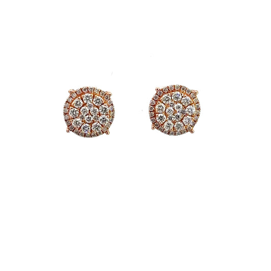 360 video of rose gold diamond cluster earrings
