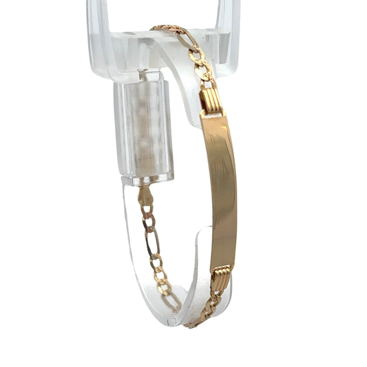 360 video of tri-color gold link bracelet with yellow gold ID plate