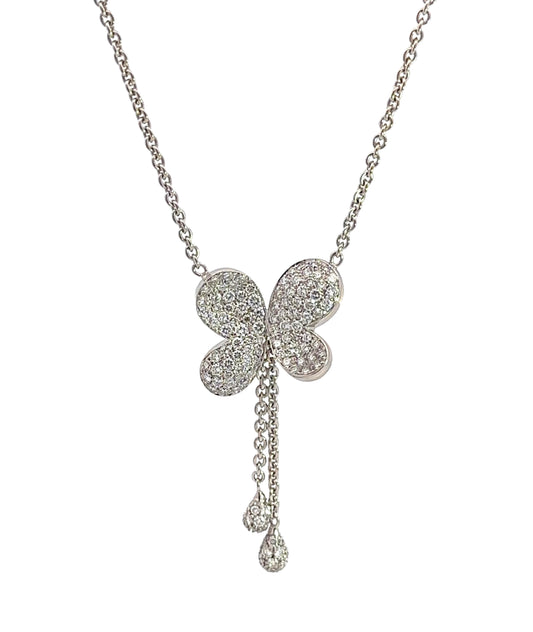 Roberto Coin 18K White Gold 2.14TCW Diamond Butterfly Drop Necklace