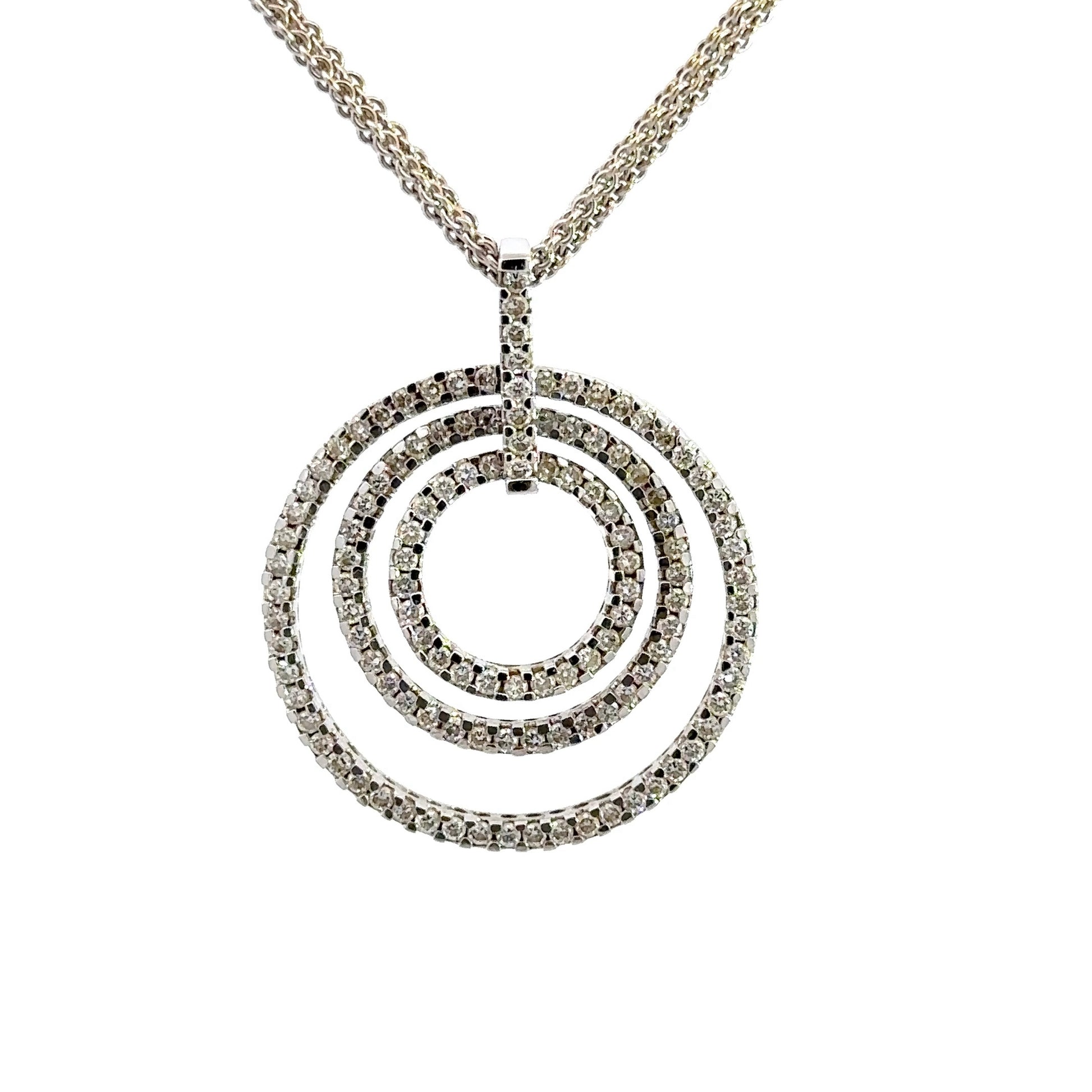 Front of 3 circle diamond necklace