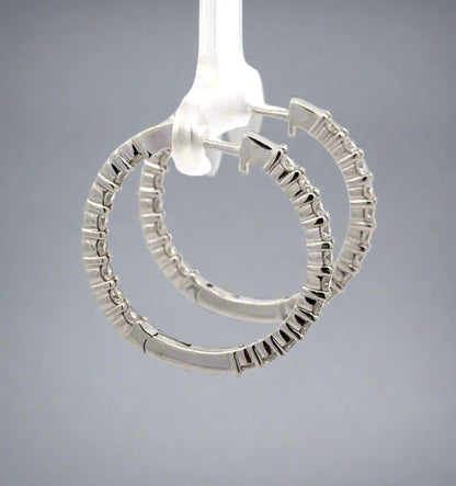 Side of white gold diamond hoops