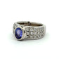 18K White Gold 1.2TCW Diamond & Oval Tanzanite Gemstone Ring
