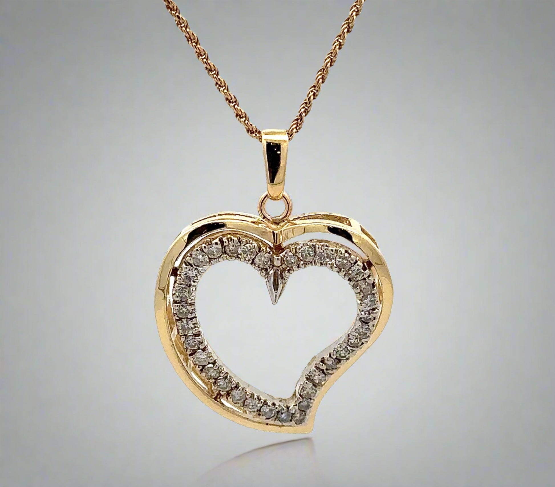 Front of diamond heart necklace