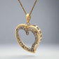 Diagonal view of diamond heart necklace